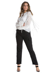 FRINGED OVERSIZE TOP - WHITE - Da-Nang