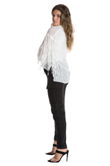 FRINGED OVERSIZE TOP - WHITE - Da-Nang