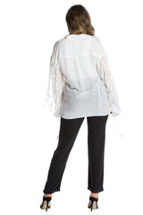 FRINGED OVERSIZE TOP - WHITE - Da-Nang