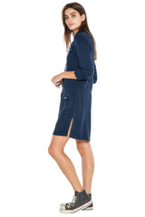 LACE UP DRESS - NAVY - Da-Nang