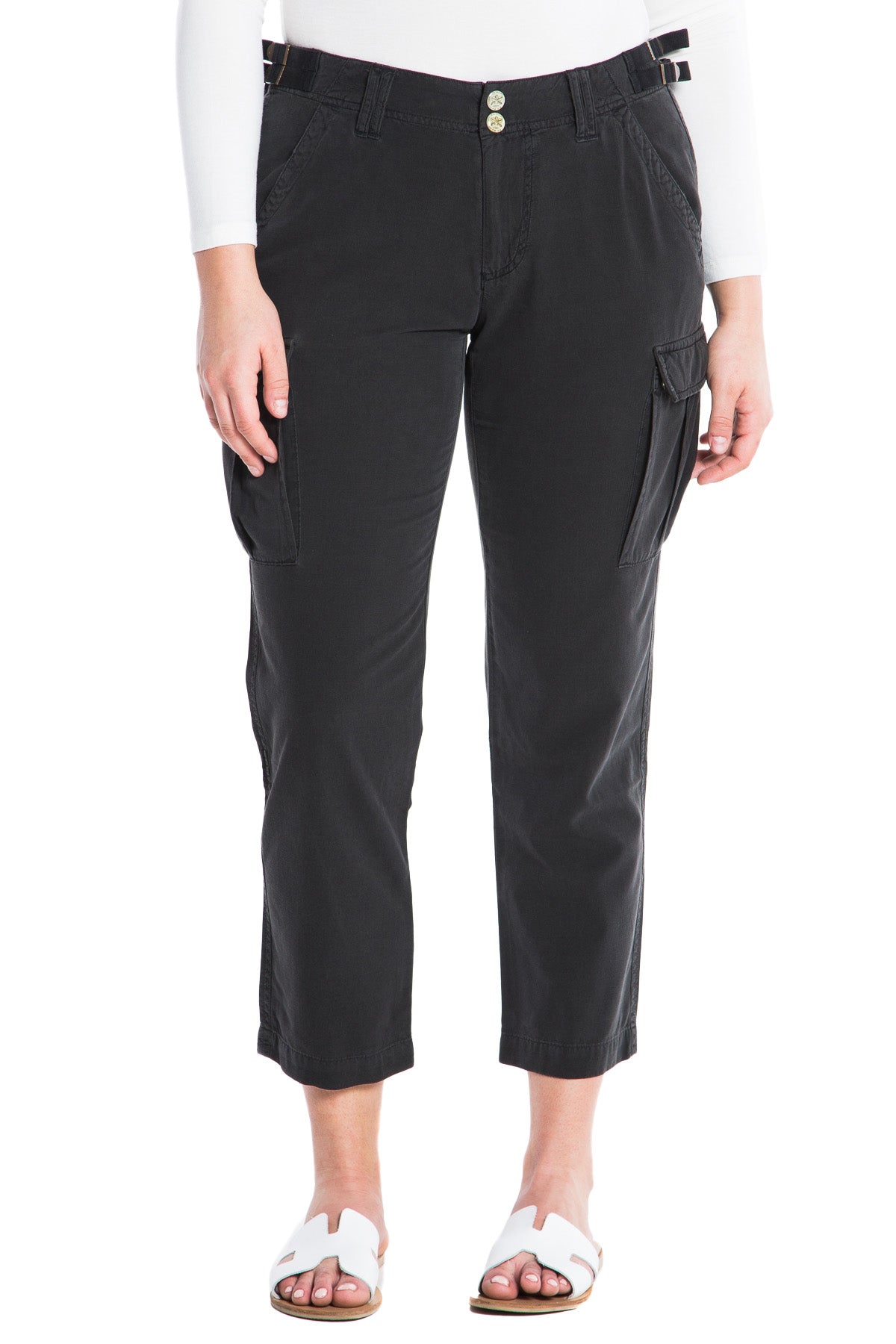 SILK CROPPED TAPER PANT - CAVIAR - Da-Nang