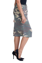100% Silk skirt with drawstring in Army Camo