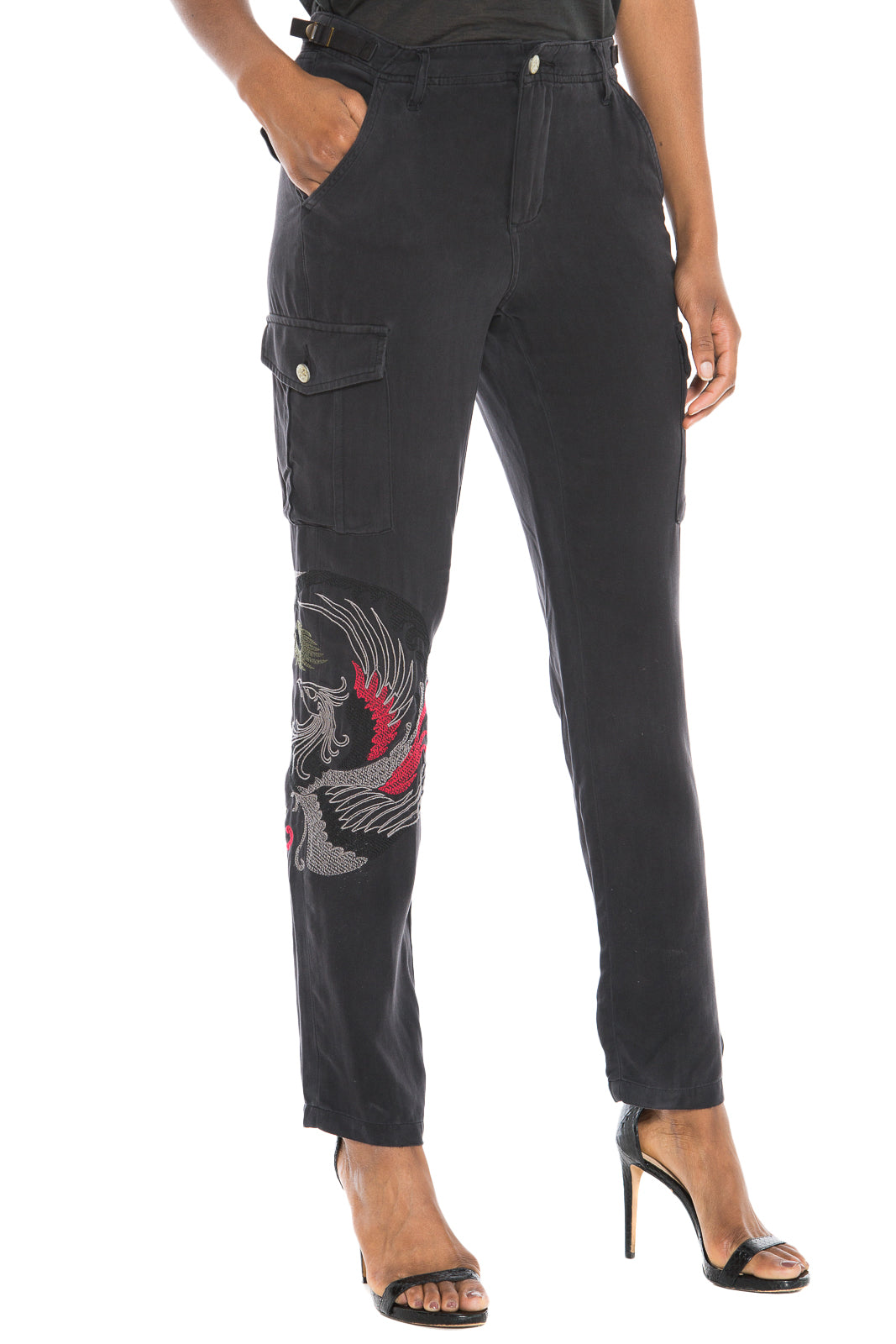 HIGH WAIST CARGO PANT - BLACK - Da-Nang
