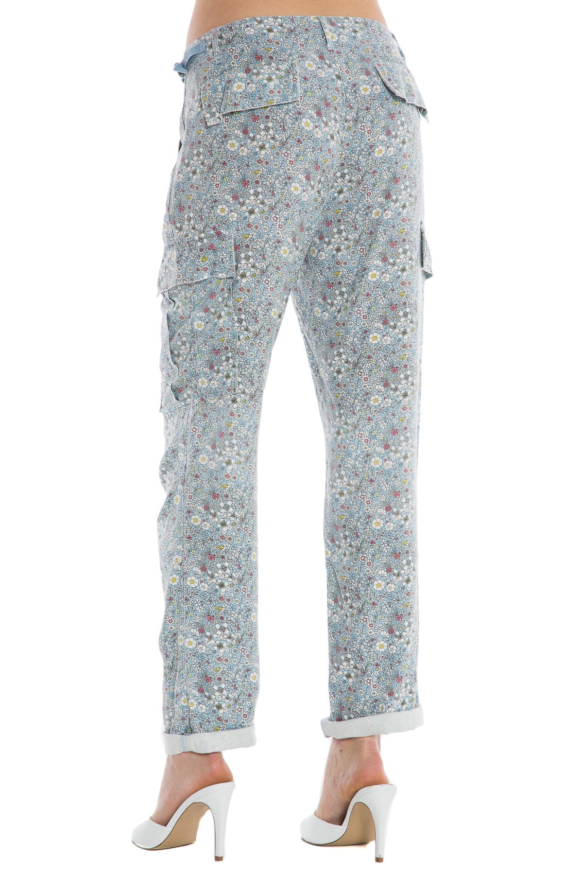 ROLLED UP CARGO PATCHWORK CARGO - BLUE DITSY FLOWERS - Da-Nang