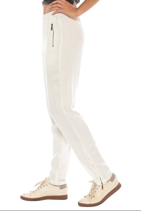 100% Silk Pants in White