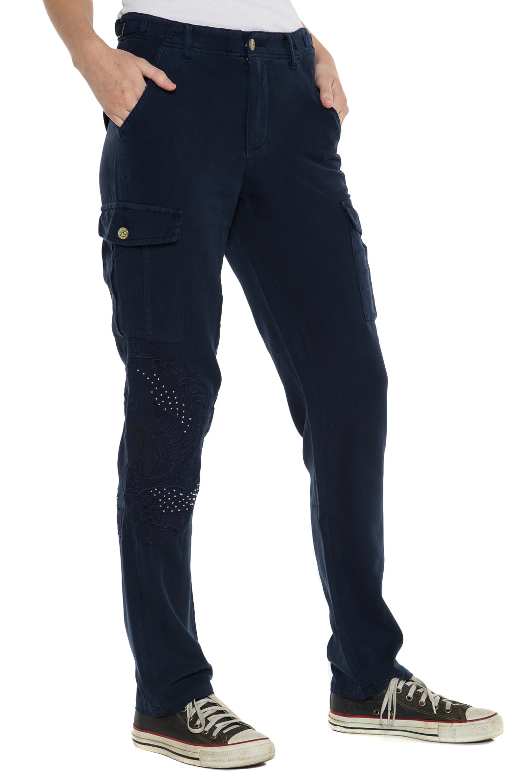 HIGH WAIST CARGO PANT - NAVY - Da-Nang